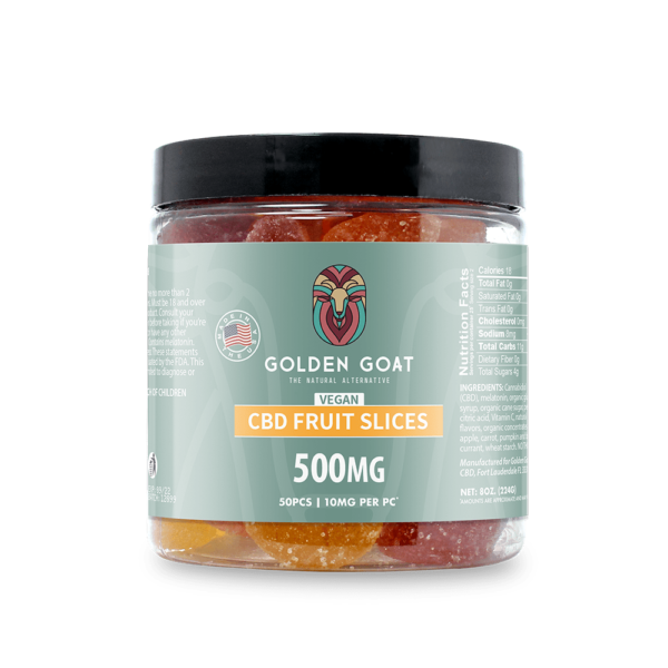 CBD Vegan Gummy Fruit Slices, 500MG - 8oz