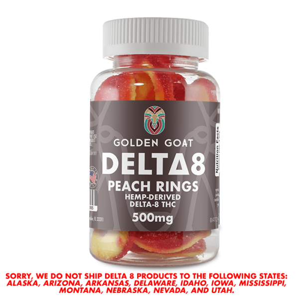 Delta-8 Gummies, 500mg Peach Rings | Trust CBD USA